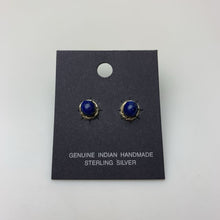 Load image into Gallery viewer, Vintage Native American Sterling Lapis Lazuli 0.25&quot; Stud Earrings
