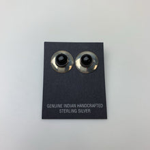 Load image into Gallery viewer, Vintage Native American Sterling Onyx 0.5&quot; Stud Earrings
