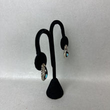 Load image into Gallery viewer, Vintage Native American Sterling Turquoise Shadow Box 1&quot; Teardrop Stud Earrings
