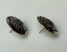 Load image into Gallery viewer, Vintage Native American Sterling Domed 0.75&quot; Concho Button Stud Earrings
