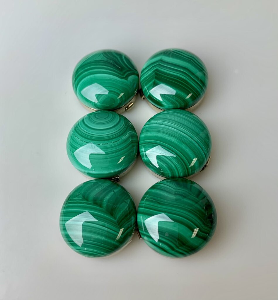 Malachite Stainless Steel Button Cover Set of 6