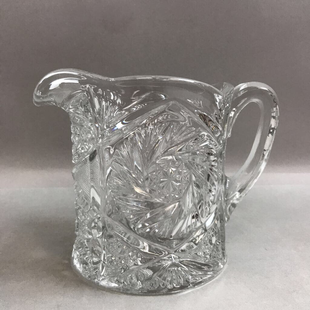 Vintage Cut Glass Pitcher (6in)