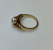 Load image into Gallery viewer, Vintage 10K Gold Pearl Ruby Ring sz 5.25 (2.8g)
