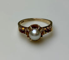 Load image into Gallery viewer, Vintage 10K Gold Pearl Ruby Ring sz 5.25 (2.8g)
