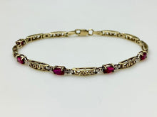 Load image into Gallery viewer, 10K Gold Ruby Love Link 6.75&quot; Bracelet (4.0g)
