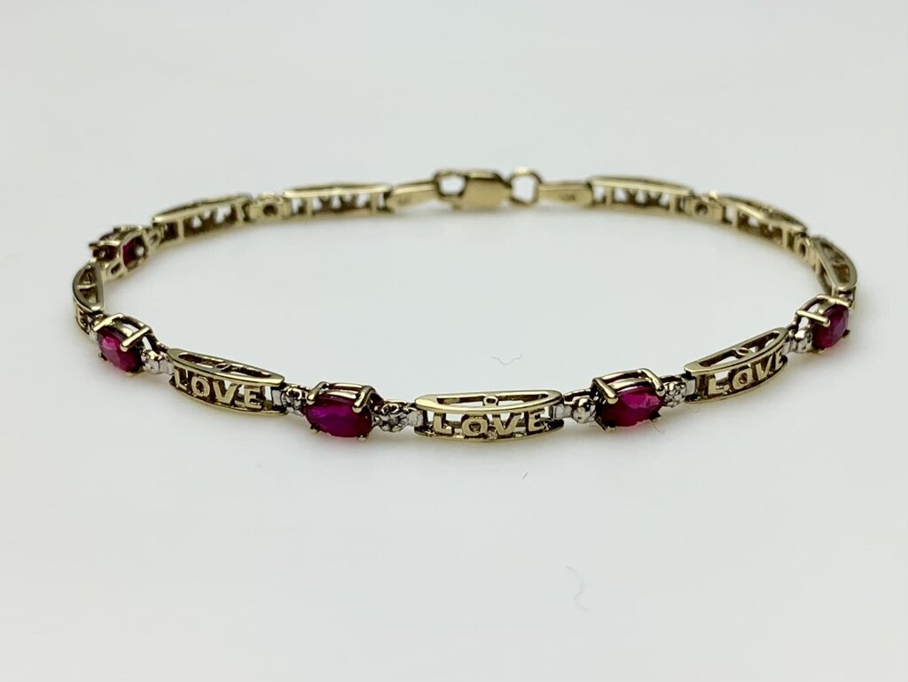 10K Gold Ruby Love Link 6.75