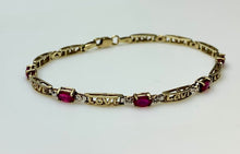 Load image into Gallery viewer, 10K Gold Ruby Love Link 6.75&quot; Bracelet (4.0g)
