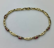 Load image into Gallery viewer, 10K Gold Ruby Love Link 6.75&quot; Bracelet (4.0g)
