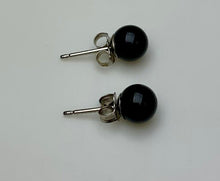 Load image into Gallery viewer, 14K White Gold Onyx Ball Stud Earrings (0.9g)
