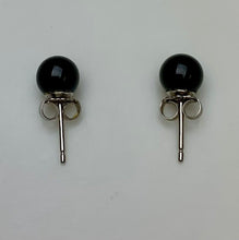 Load image into Gallery viewer, 14K White Gold Onyx Ball Stud Earrings (0.9g)
