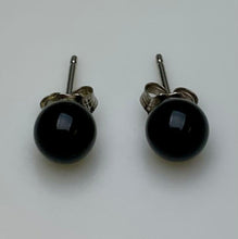 Load image into Gallery viewer, 14K White Gold Onyx Ball Stud Earrings (0.9g)
