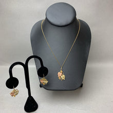Load image into Gallery viewer, 10K Black Hills Gold Pendant on Gold Filled 19&quot; Chain &amp; Hook Earrings Set (5.6g)
