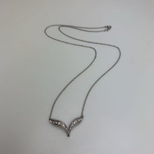 Load image into Gallery viewer, 14K White Gold Diamond V 17&quot; Necklace (2.2g)
