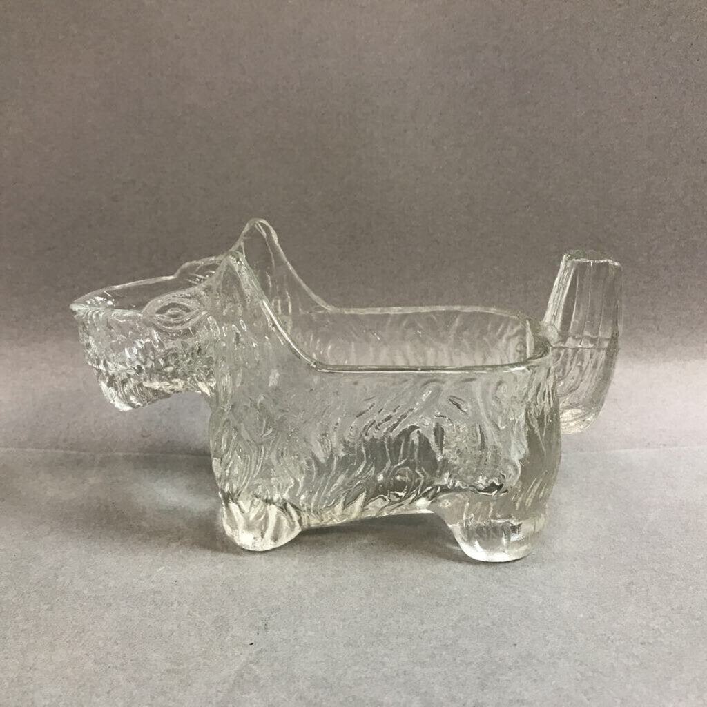 Vintage Clear Glass Scottie Dog Candy Container (3x5x2) (2 Available)