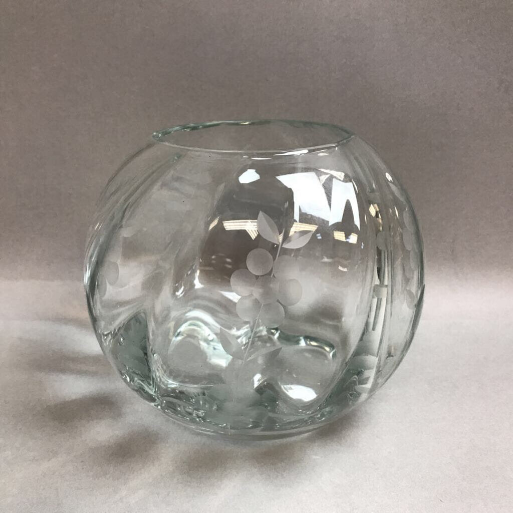 Etched Glass Rose Bowl (5.5