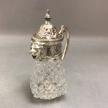Load image into Gallery viewer, Vintage Leonard Waffle Diamond Glass Pitcher Lion Silverplate Top (
