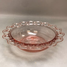 Load image into Gallery viewer, Pink Glass Open Lace Serving Bowl (3x9)
