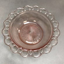 Load image into Gallery viewer, Pink Glass Open Lace Serving Bowl (3x9)
