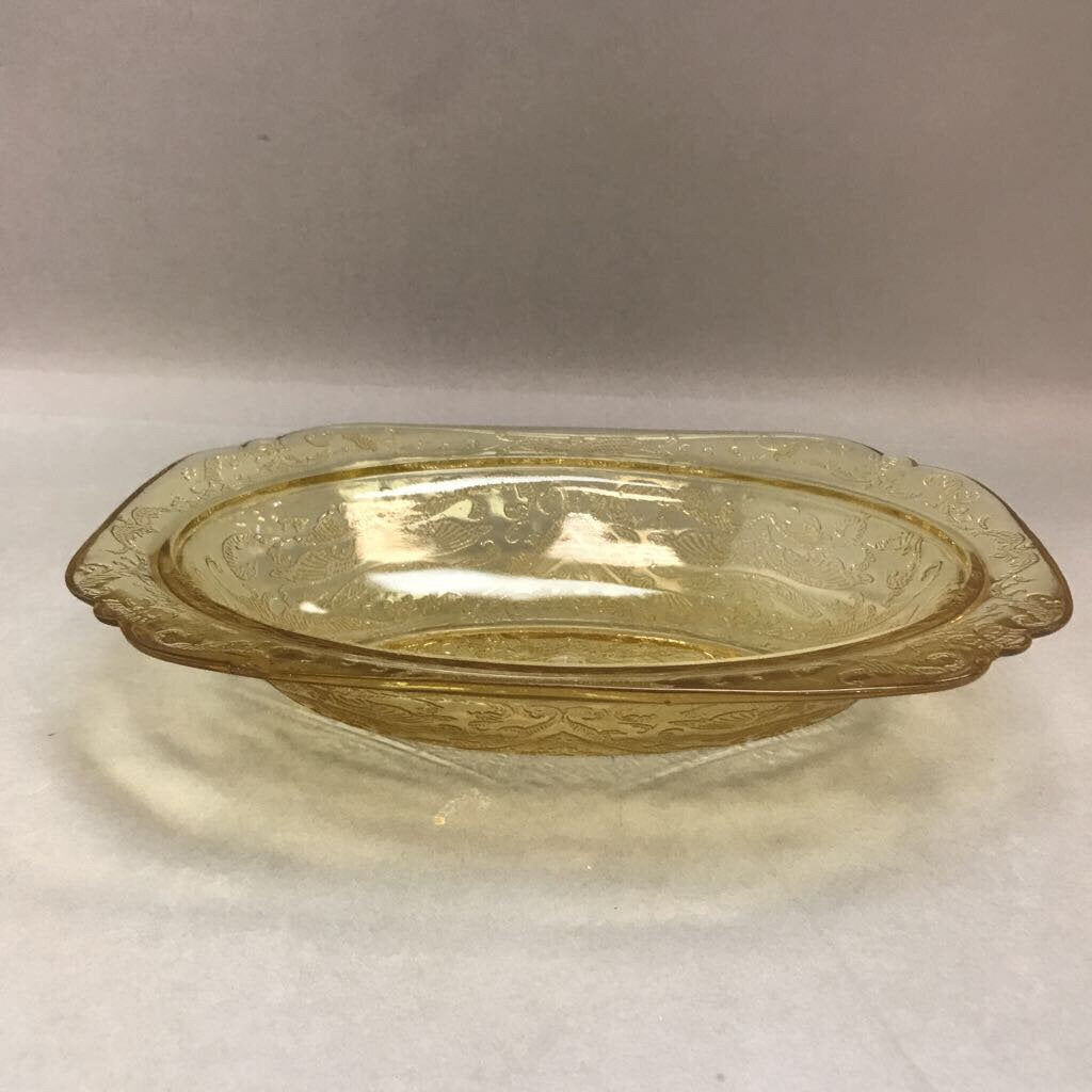 Vintage Amber Glass Oval Serving Bowl (2x10x7)