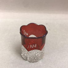Load image into Gallery viewer, Vintage Ruby Red Flash Shot Glass Souvenir 1938 (2in)
