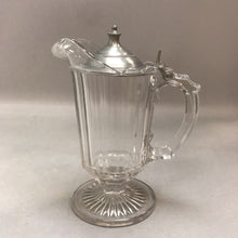 Load image into Gallery viewer, Vintage Glass Pitcher with Pewter Lid (7in)
