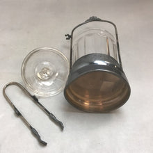Load image into Gallery viewer, Silver Plated Glass Pickle Caster Jar with Claw Tongs Aurora Mfg. #647 (11in)
