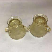 Load image into Gallery viewer, Antique Indiana Federal Madrid Amber Yellow Glass Cream and Sugar Set (3.5in) (Set of 2)
