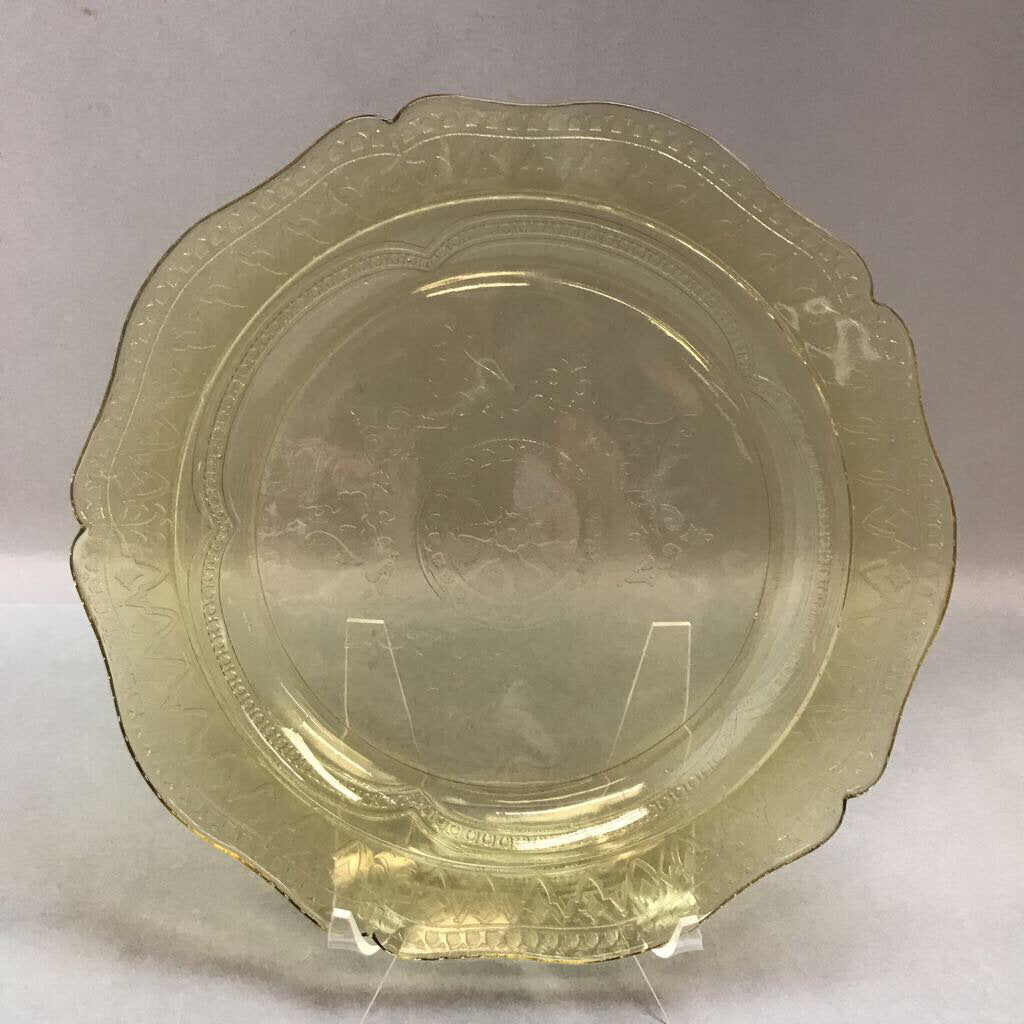Antique Indiana Federal Madrid Amber Yellow Glass Dinner Plate (10.5in) (24 Available)