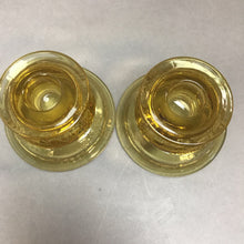 Load image into Gallery viewer, Antique Indiana Federal Madrid Amber Yellow Glass Candle Holder Set (2.5in) (Set of 2)
