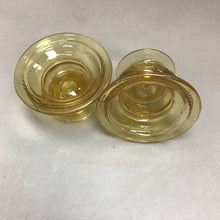 Load image into Gallery viewer, Antique Indiana Federal Madrid Amber Yellow Glass Candle Holder Set (2.5in) (Set of 2)

