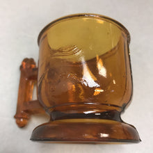 Load image into Gallery viewer, Antique Amber Glass Child&#39;s Mug Atterbury Eastlake Bird and Wheat (2.5in)
