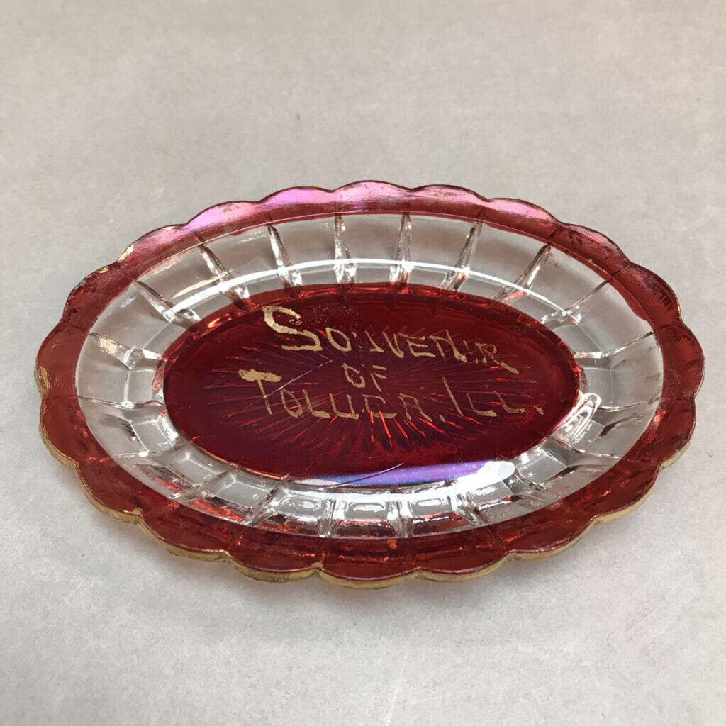 Vintage Glass Souvenir of Toluca, ILL Oval Dish (5x3)