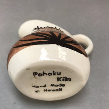 Load image into Gallery viewer, Vintage Hawaiian Pohaku Kiln Pitcher Palm Trees (3&quot;)
