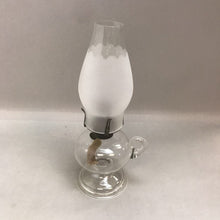 Load image into Gallery viewer, Vintage Clear Glass Oil Lamp with Frosted Chimney (11&quot;)
