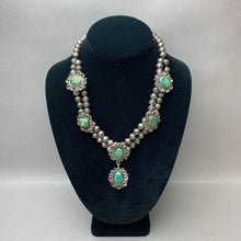 Load image into Gallery viewer, Vintage Native American Sterling Green Turquoise Drop Necklace As-Is (17&quot; with 2.5&quot; Drop)
