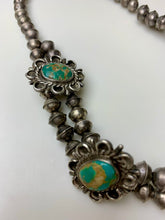 Load image into Gallery viewer, Vintage Native American Sterling Green Turquoise Drop Necklace As-Is (17&quot; with 2.5&quot; Drop)
