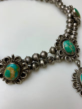 Load image into Gallery viewer, Vintage Native American Sterling Green Turquoise Drop Necklace As-Is (17&quot; with 2.5&quot; Drop)
