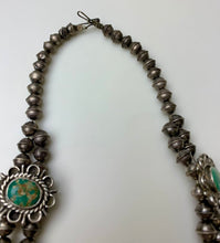 Load image into Gallery viewer, Vintage Native American Sterling Green Turquoise Drop Necklace As-Is (17&quot; with 2.5&quot; Drop)
