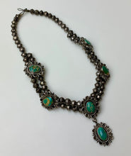 Load image into Gallery viewer, Vintage Native American Sterling Green Turquoise Drop Necklace As-Is (17&quot; with 2.5&quot; Drop)
