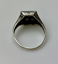 Load image into Gallery viewer, Vintage 10K White Gold Onyx Diamond Signet Ring sz 10.5 (3.3g)
