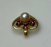 Load image into Gallery viewer, 14K Gold Pearl Ruby 0.5" Heart Pendant As-Is (1.6g)
