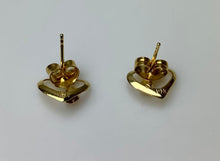 Load image into Gallery viewer, 14K Gold Ruby Heart Stud Earrings (0.4g)
