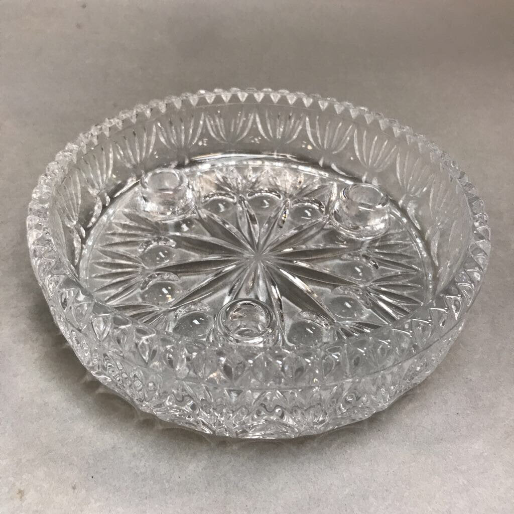Lead Glass Crystal 3- Lite Candle Holder Princess House (6in)