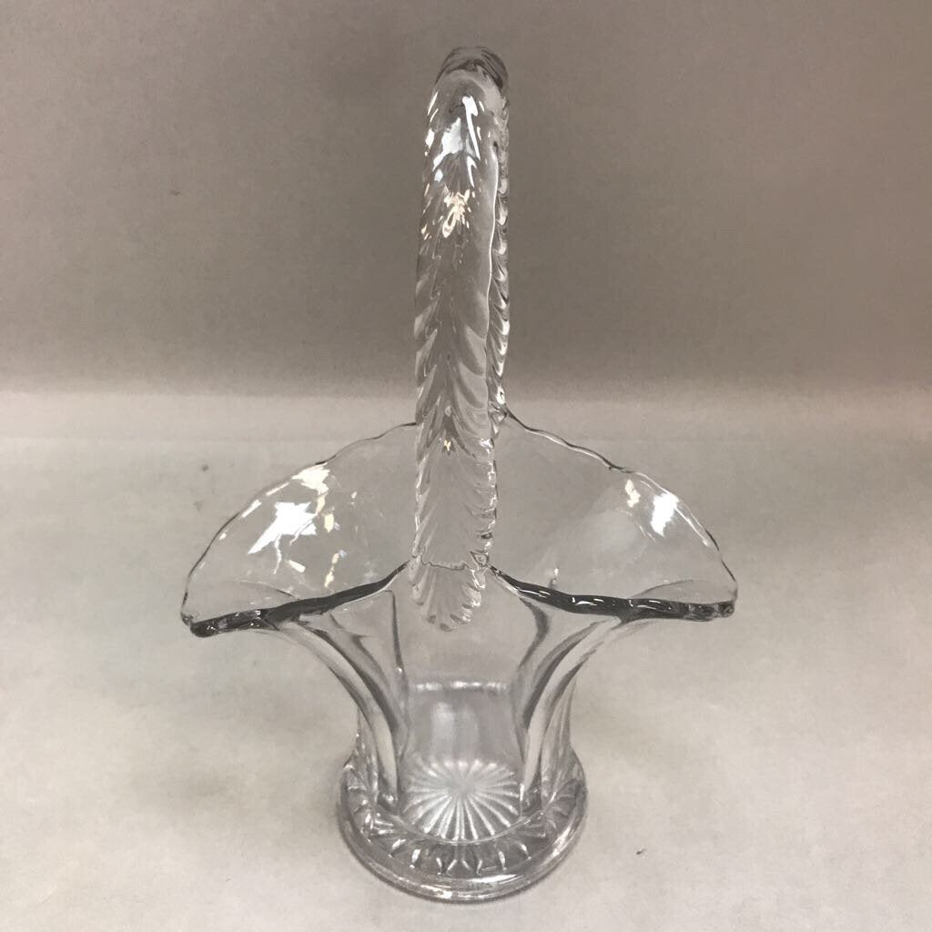Vintage Glass Basket with Braided Handle (9