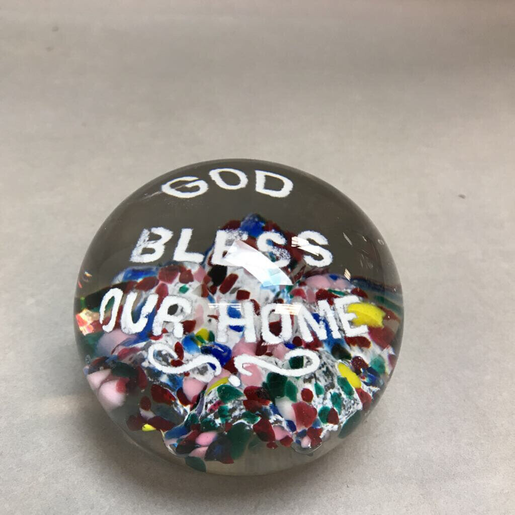 Vintage God Bless Our Home Paperweight (3