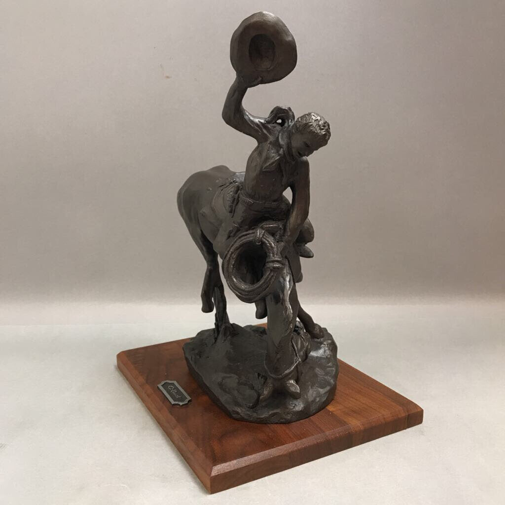 Bronze Sculpture The Bucker and the Buckaroo by Charles Marion Russel (13inx10in)