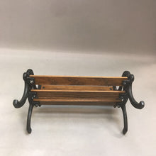 Load image into Gallery viewer, Cast Iron And Wood Slat Teddy Bear/Doll Miniature Park Bench (8&quot;)
