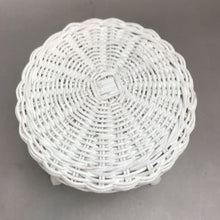 Load image into Gallery viewer, Vintage White Wicker Plant Stand Stool (7inx6in)
