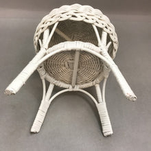 Load image into Gallery viewer, Vintage White Wicker Plant Stand Stool (7inx6in)
