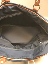 Load image into Gallery viewer, Vintage Jaguar Luggage Suitcase Travel Bag Navy Blue With Leather Trim (12x16x7)
